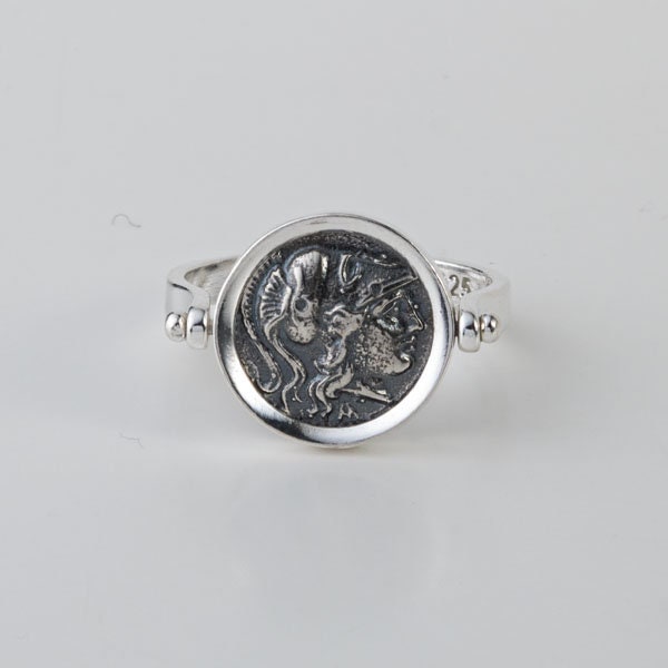 Athena Coin Ring, Flip Coin Ring, Greek Goddess, Handmade Silver Ring, Athena ring, Antique ring, Ancient Greek Jewelry, Gifts for Her