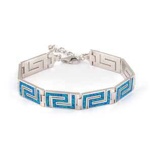 Blue Opal Bracelet Greek Key bracelet Opal bracelet Meander Bracelet Greek bracelet Greek Key Jewelry Greek jewelry Bijoux grec Mother&#39;s day