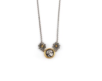Collier déesse Athéna avec rosaces - Or 14 carats et argent sterling, bijoux d'inspiration grecque antique, collier tendance fait main