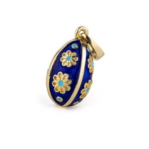 Ei Anhänger mit Blumen - Sterling Silber vergoldet und Emaille