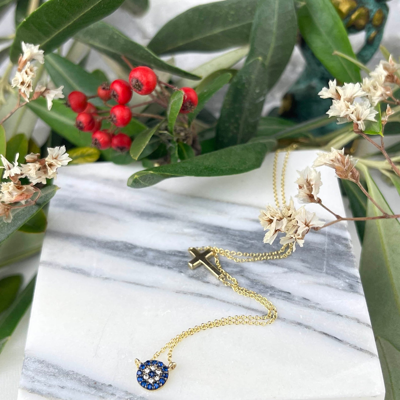 Evil Eye Cross Necklace Greek Gold Protection Cross Evil Eye Etsy