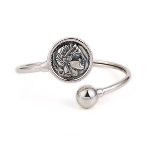 Athena Goddess coin bracelet, Sterling Silver Cuff Bracelet, Athena Bracelet, Ancient Greek Coin, Greek Goddess, Ancient Greek jewelry
