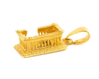 Charm del Partenón / Joyería griega antigua / Colgante de la Acrópolis / Colgante del Partenón / Grecia antigua / Colgante griego de oro macizo de 14 quilates