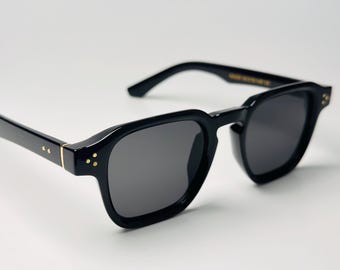 Black Square Sunglasses Thick Frame Shades Retro Eyewear Luxury Sunglasses Vintage Style Streetwear Fashion UV400 Unisex Retro Sunglasses