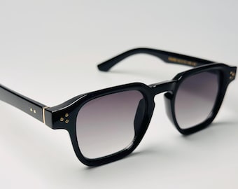 Schwarze quadratische Sonnenbrille mit Farbverlauf, luxuriöse Retro-Sonnenbrille im Vintage-Stil, Streetwear-Look, UV400, Unisex-Sonnenbrille