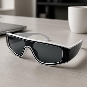 Oversized Shield Sunglasses Women Retro Futuristic Visor Sunglasses Y2K Wrap Around Black White UV400 Fashion Eyewear Stylish Eyewear Gift