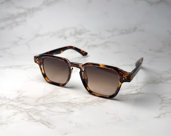 Gafas de sol cuadradas de lujo con montura de carey, lentes degradadas marrones, gafas de sol retro de moda, gafas unisex extragrandes, protección UV400.