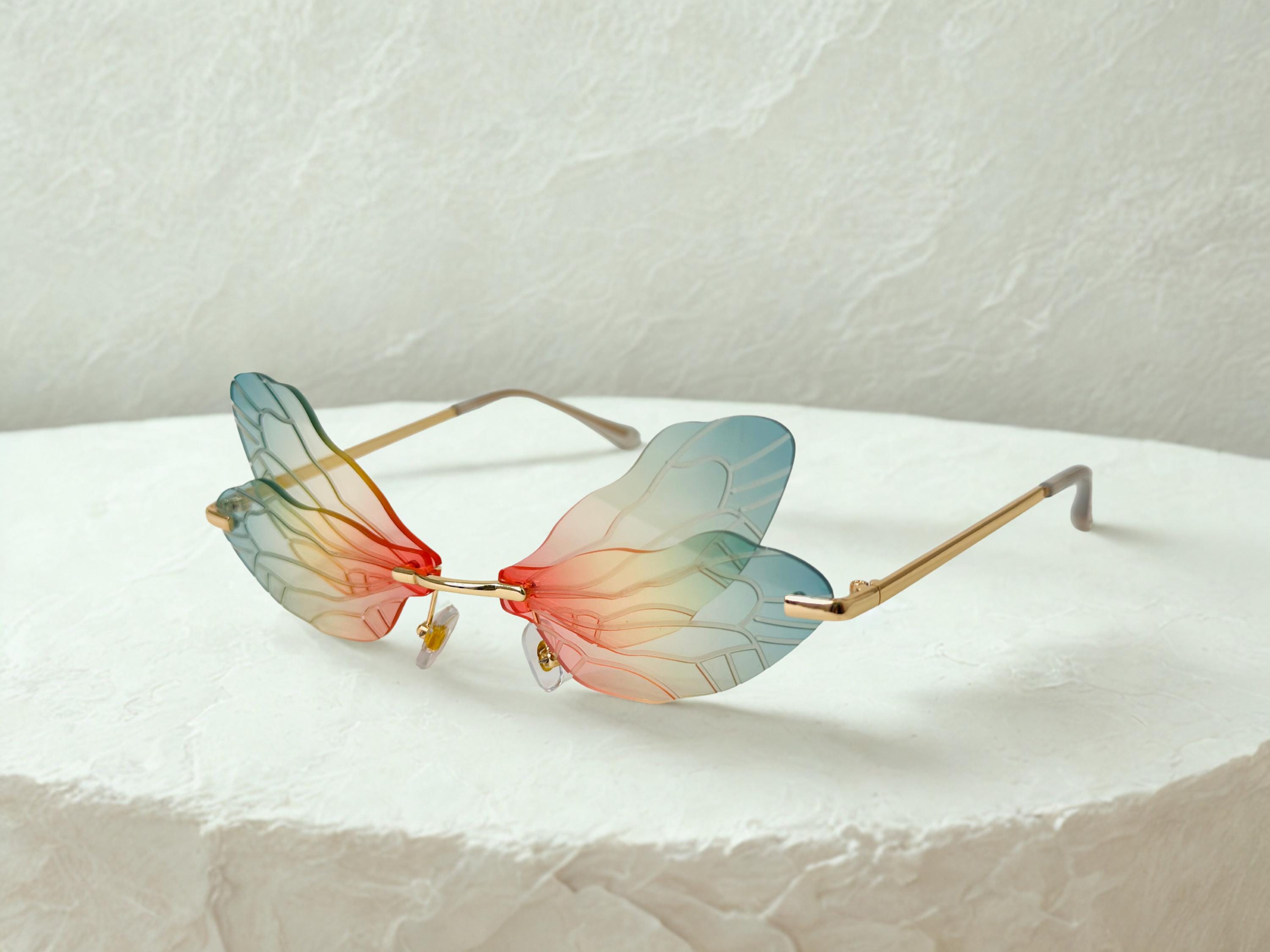 Butterfly Wings Orange Crystal Sunglasses RH-3264 Large Rhinestone Butterfly Frame Wholesale  main image 4