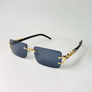 Rimless Bling Sunglasses Square Fashion Cross Accents Y2K Streetwear Elegant Rimless Square Fashion Glasses With Rhinestones - Etsy main image 3