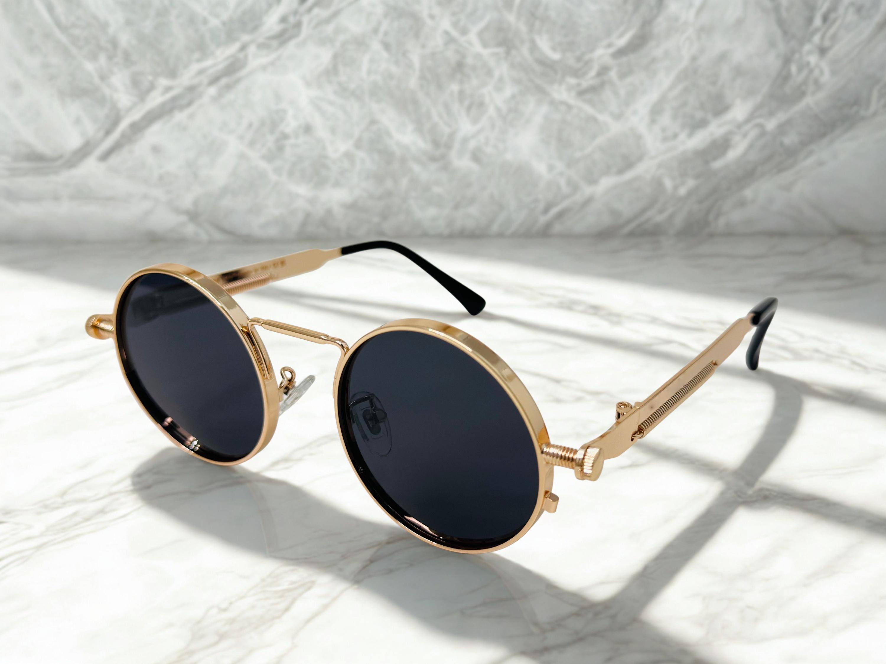 Classic Round Retro Sunglasses Bundle with Polarized Lenses Retro Round Polarized Sunglasses Men Women Vintage Gothic  main image 2