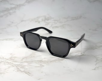 Schwarze quadratische Sonnenbrille mit dickem Rahmen, Retro-Stil, Luxus-Sonnenbrille im Vintage-Look, Streetwear-Mode, UV400, Unisex-Retro-Sonnenbrille