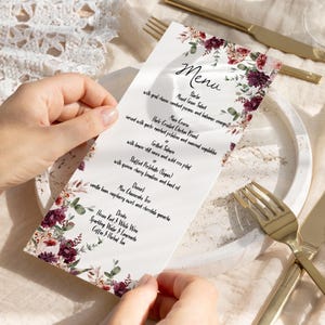 Wedding Menu Template Set Printable Wedding Menu Card Editable Wedding Menu Instant Download Wedding Reception Menu Template 2 Sizes