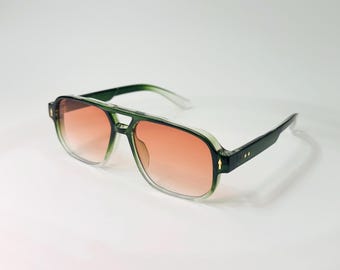 Orange Gradient Aviator Sunglasses Unisex Square Retro Sunglasses UV Protection Stylish Oversized Shades Streetwear Eyewear Retro glasses