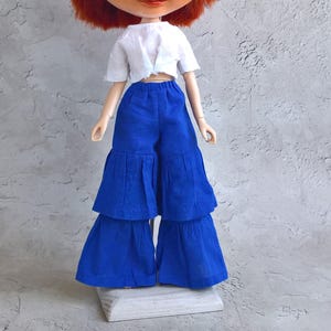 Summer pants with ruffles for Blythe Doll, handmade, Fashionable Blythe outfit, Blythe Clothes, Pullip, Azone body