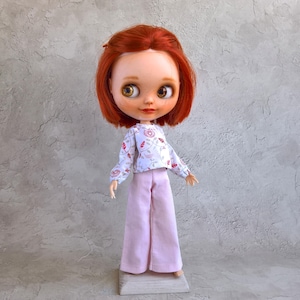 Set: blouse, wide flared pants for Blythe Doll, Blythe handmade outfit, Blythe