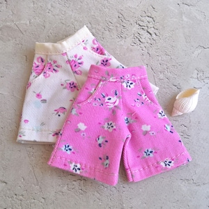 Floral Denim Shorts with Pockets for Blythe Doll