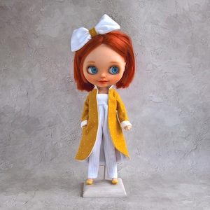 Handmade Blythe Doll Outfit - Set: Coat Blythe, Overalls, Headband