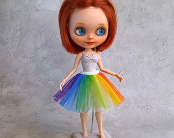 Skirt rainbow for Blythe Doll, handmade, Fashionable Blythe Clothes Pullip, Azone body