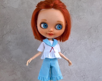 Marine style set of clothes for Blythe, handmade Blythe outfit, Blythe Clothes outfit