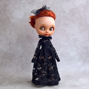 Vestito, completo di vestito nero, cerchietto per bambola Blythe