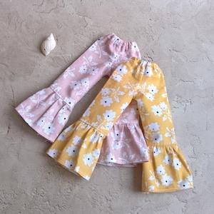 Summer floral pants with ruffles for Blythe Doll, handmade, Fashionable Blythe outfit, Blythe Clothes, Pullip, Azone body