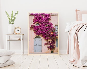 Malta Print, Grecja Print, Malta Poster, Travel Print, Travel Wall Art, Pink Wall Print, Bougainvillea Wall Print, Floral Wall Print