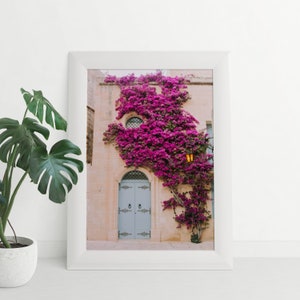 Malta Print, Greece Print, Malta Poster, Travel Print, Travel Wall Art, Pink Wall Print, Bougainvillea Wall Print, Floral Wall Print image 6