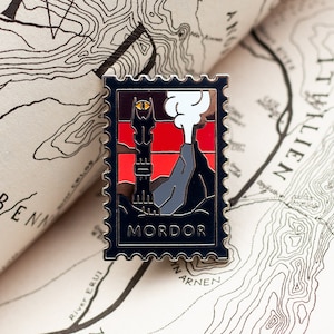 Mordor Stamp Enamel Pin - Stamp Pin - Fantasy Pin - Location Pin - Travel Pin - Book Pin - Movie Pin - Hard Enamel - Cute