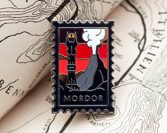 Mordor Stamp Enamel Pin - Stamp Pin - Fantasy Pin - Location Pin - Travel Pin - Book Pin - Movie Pin - Hard Enamel - Cute