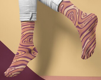 Terracotta Socks | Mens Size 9 and Up | Custom Socks | Novelty Socks | Dress Socks for Office | Fun Socks | Crew Height | Abstract Print