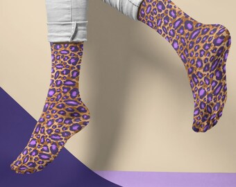 Large Purple Leopard Print Socks