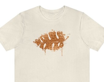 Tan Monstera Leaf Print Cotton Tee