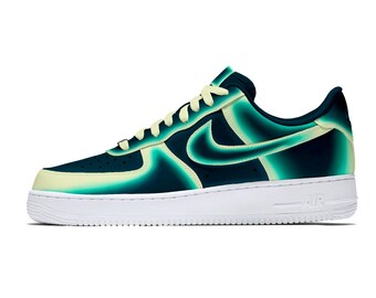 Custom Glow in the Dark Green and Teal Air Force 1