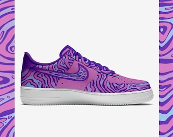 Pink Purple and Blue Abstract Custom AF1