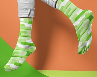 Lime Green Geometric Print Socks