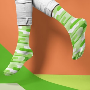 Lime Green Geometric Print Socks