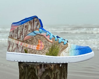 Beach Themed Custom Jordan 1s - Size 10