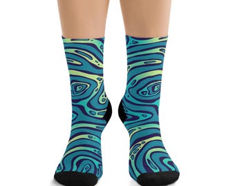 Blue Teal Swirl Pattern Socks