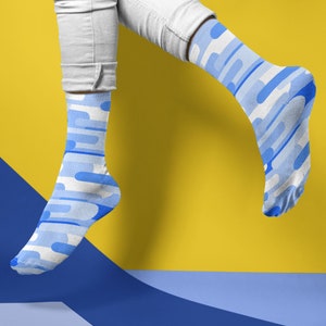Blue Geometric Print Socks | Unique and Colorful Socks