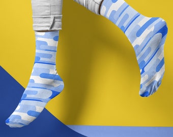 Blue Geometric Print Socks | Unique and Colorful Socks