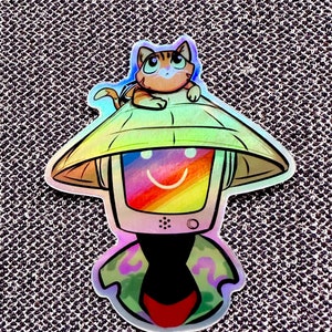 Cat and Momo Holographic Sticker