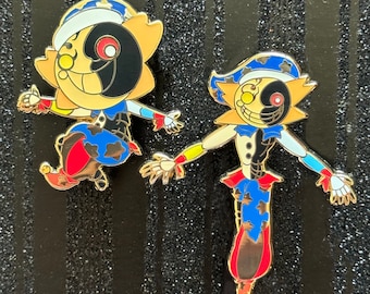 Broche de esmalte que brilha no escuro de FNAF Ruins Eclipse e Eensy