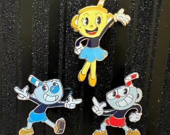 Pin de esmalte duro Cuphead + adesivo grátis