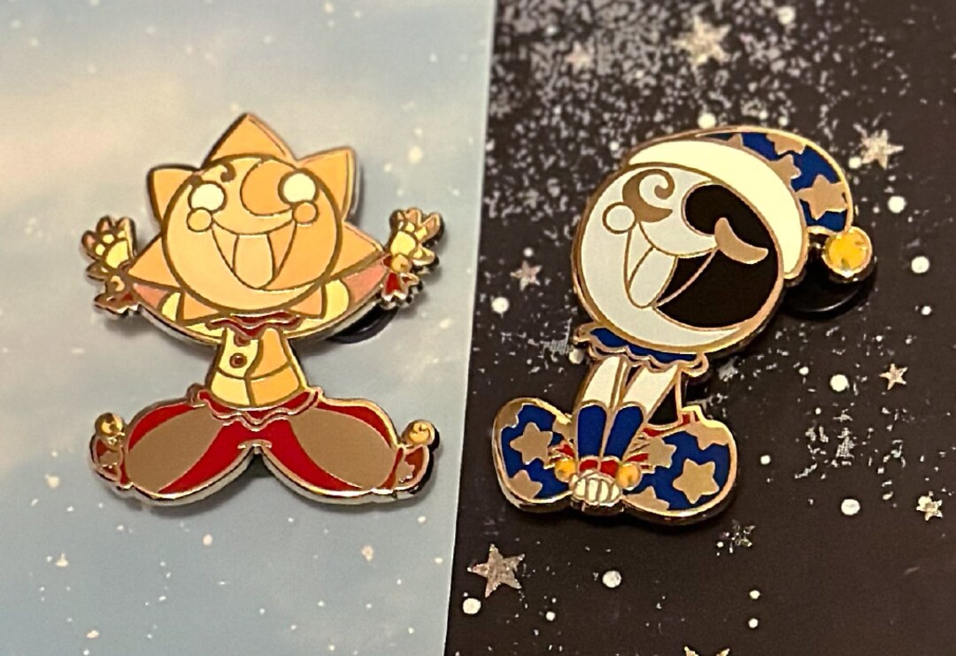 FNAF Smol Sun and Mini Moon Glow-in-the-dark Enamel Pins Free Sticker - Etsy