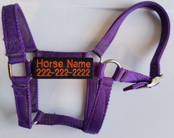 2 Lines Embroidered Horse Halter Name Tag