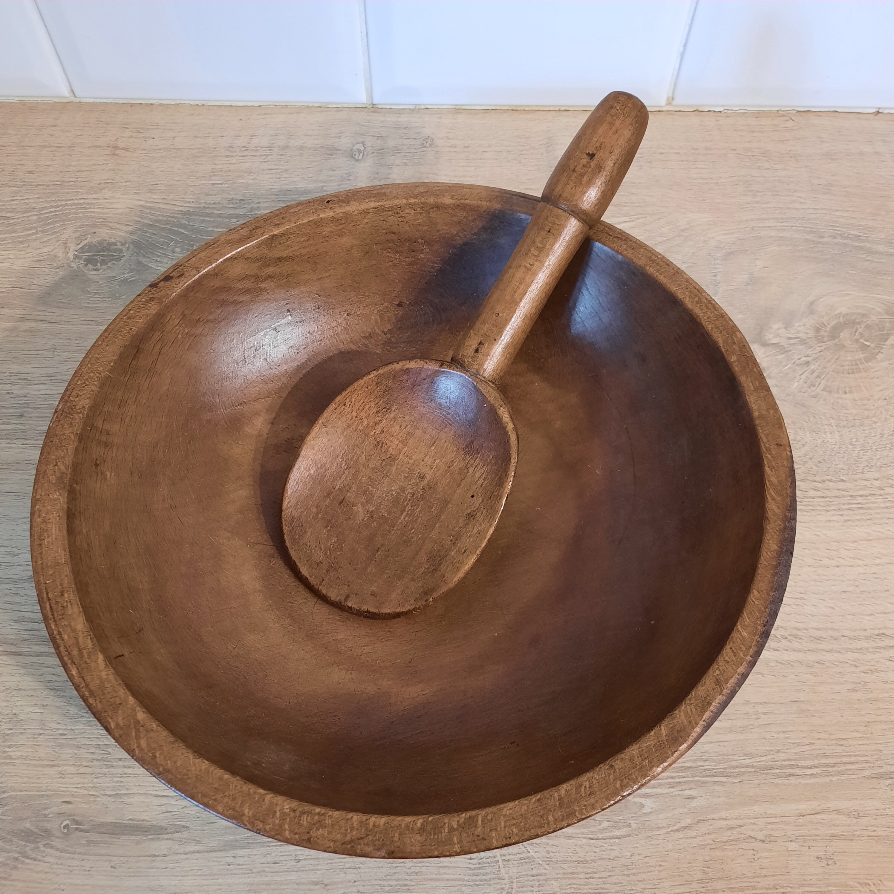 French Rustic wooden Mixing Bowl Farmhouse Chic Etsy