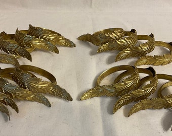A set of 16 Antique Scroll leaf solid French Bronze Curtain Pole Rings, Drapery Rings , French Interiors , Chateau chic