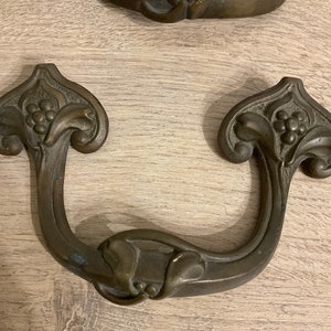 French Art Nouveau Piano Handles, Drawer Handles, Hardware, Farmhouse Chic, Architectural Salvage