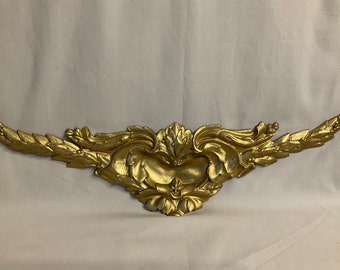 French Antique Bronze pediment Embellishment , Furniture Trim, Laural leaf , Acanthus scrolls ,Chateau Chic, Architectural Salvage