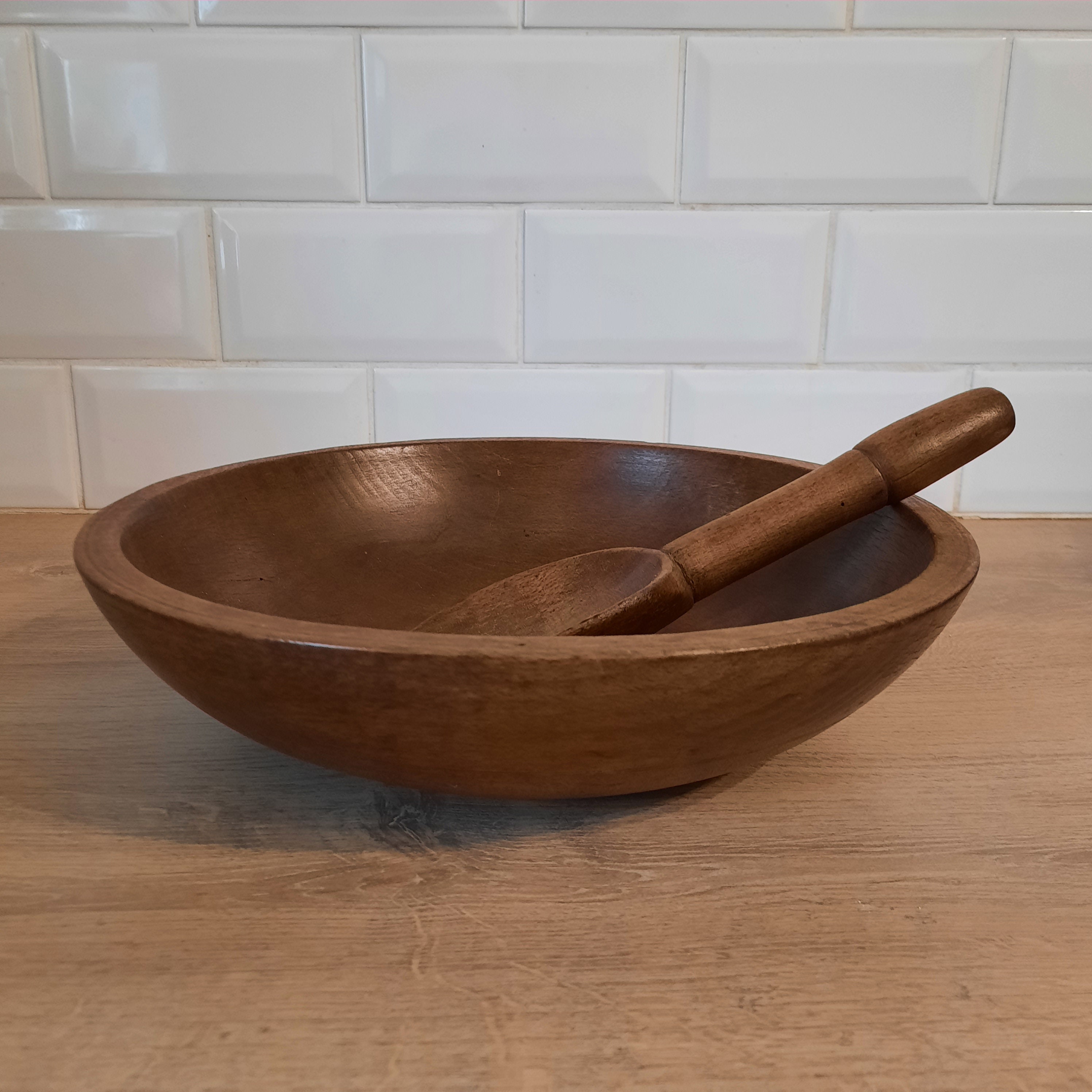 French Rustic wooden Mixing Bowl Farmhouse Chic Etsy